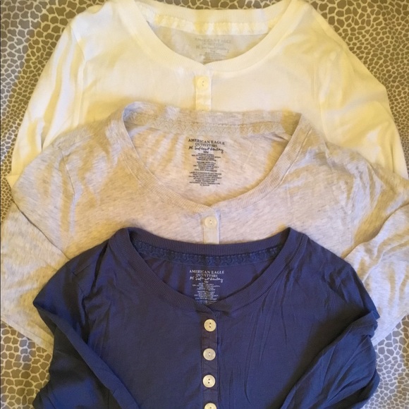 3 - AMERICAN EAGLE SOFT HENLEY LONG SLEEVE T-SHIRT - Picture 2 of 8